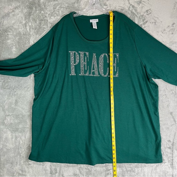 Catherines NWT Peace Rhinestone Graphic Long Sleeve Tunic Tee TShirt 3X Holiday - Picture 8 of 11